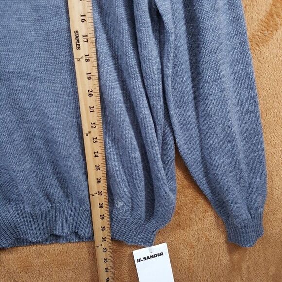 JIL SANDER Sweater Mens Size 54 Gray Pullover Crew Extrafine Virgen Wool $690 - Picture 10 of 11